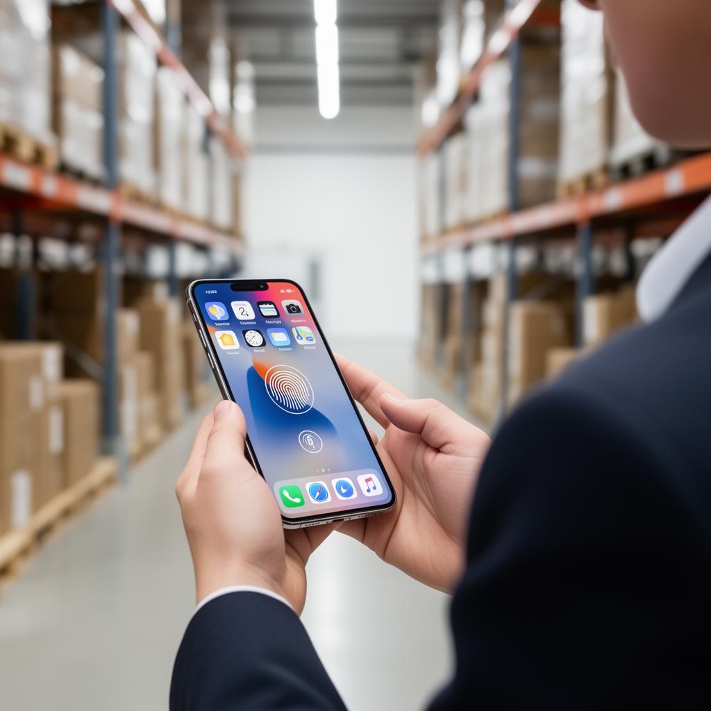 Worker using biometric verification